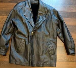 Vintage Wilda NY USA Leather Car Coat w/ Zip-Out Liner Men M
